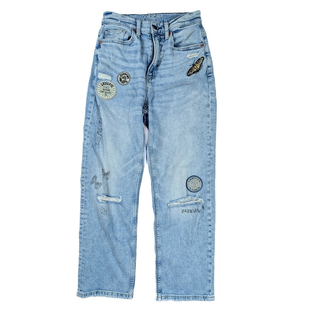 Arizona Jean Co. 70's Patches Highest Rise Vintage Straight Jeans Women's Size 5